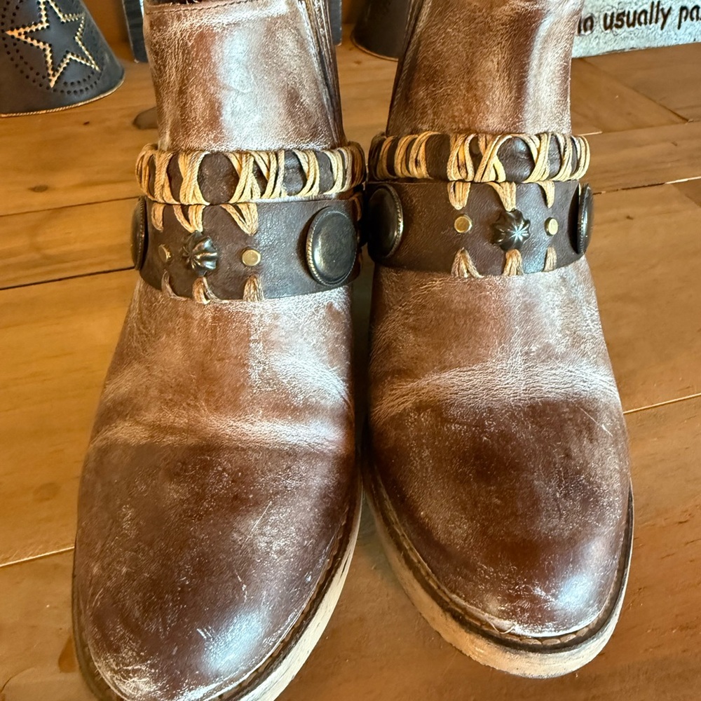 Circle G Brown Ankle Boots with Decorative Strap - Picture 2 of 5